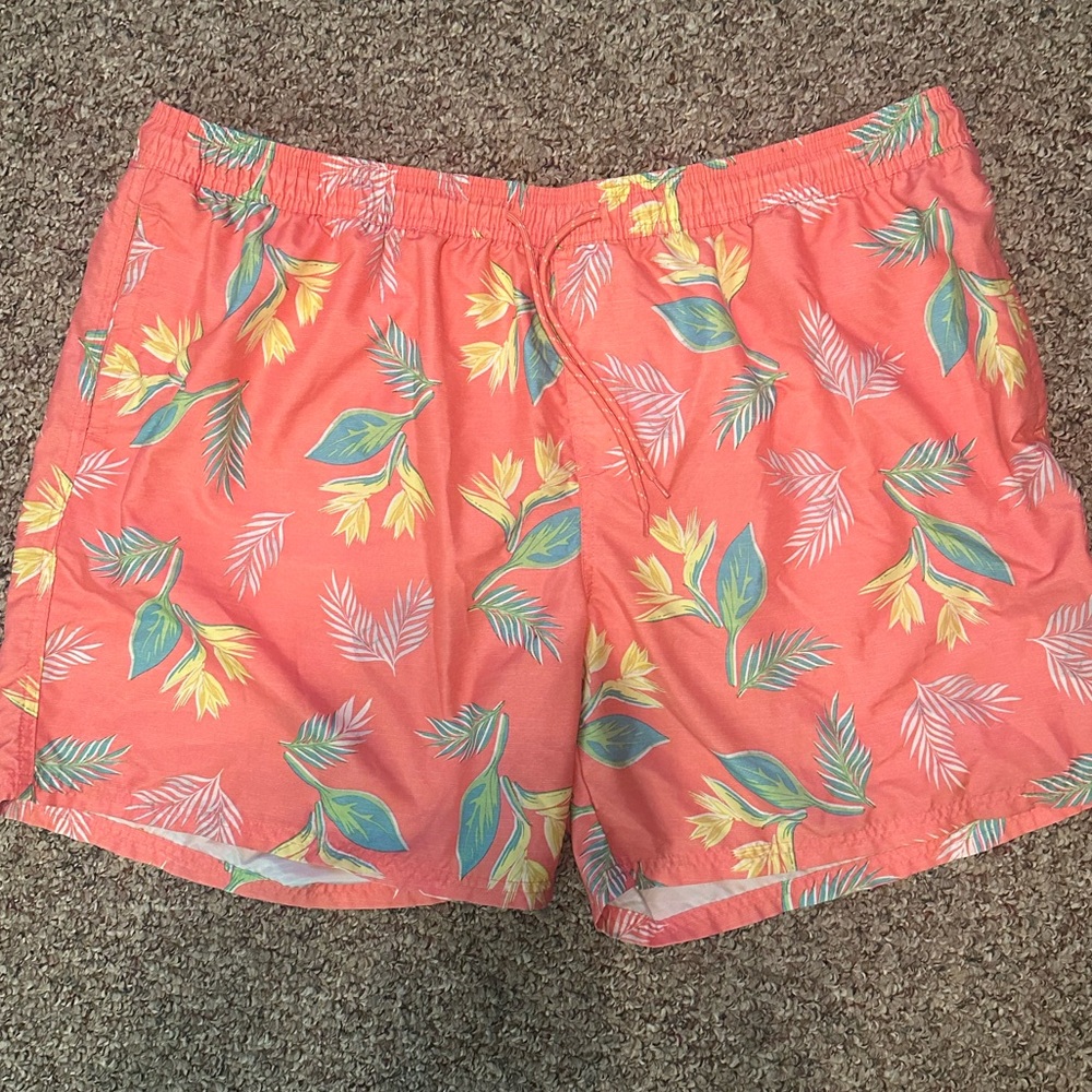 Men’s sz 3XL Coral and Teal Swim Shorts lined with side pockets